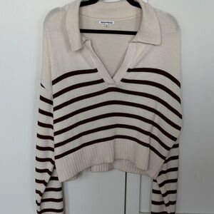 REFORMATION Cream & Brown Stripe Sweater
